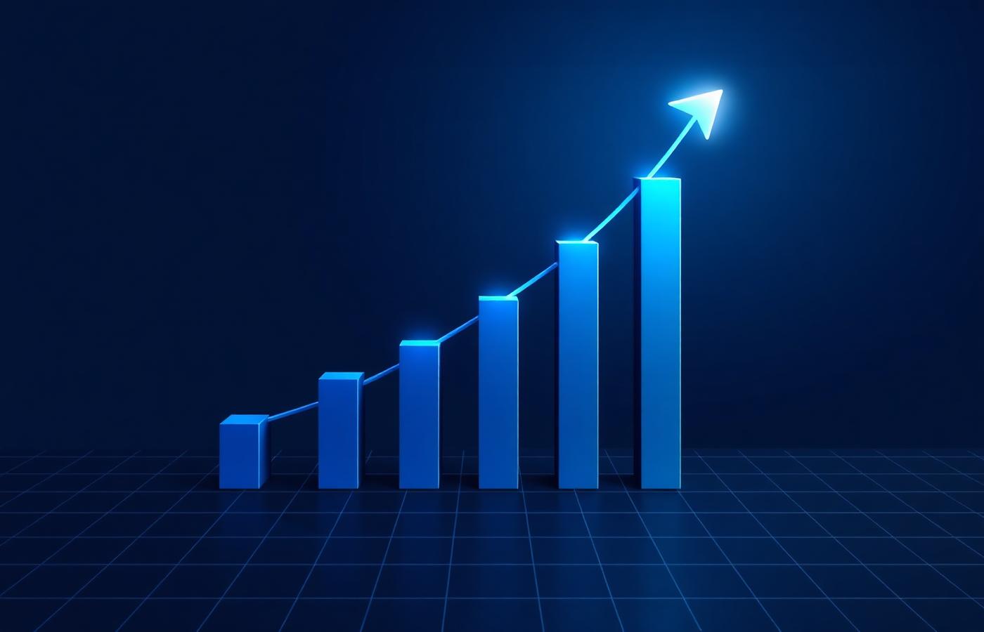 Rising bar chart representing business momentum